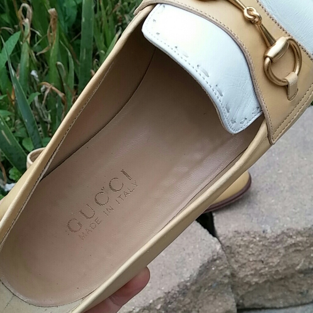 GUCCI Horsebit Yellow and White Woman's Loafers